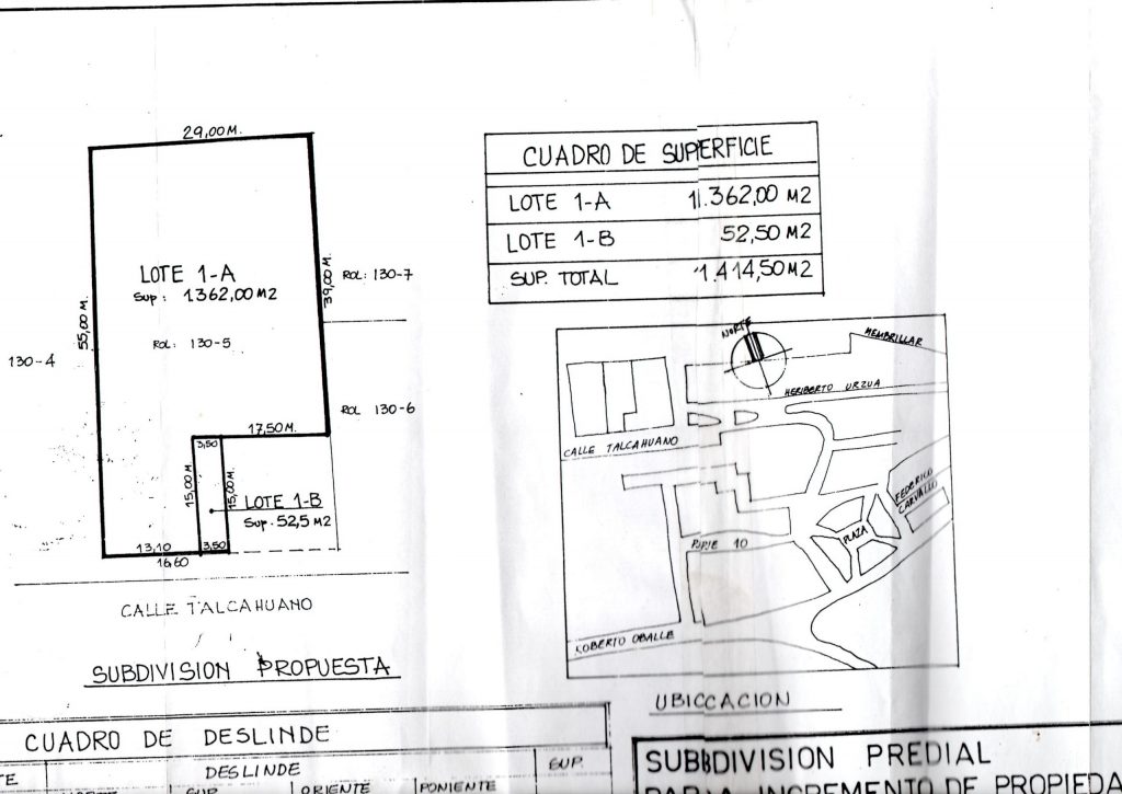 Plano de sitio terreno en venta central barato en el centro de Penco, Chile